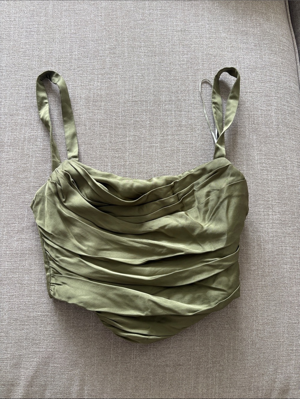 Olive Draped Satin Corset style crop